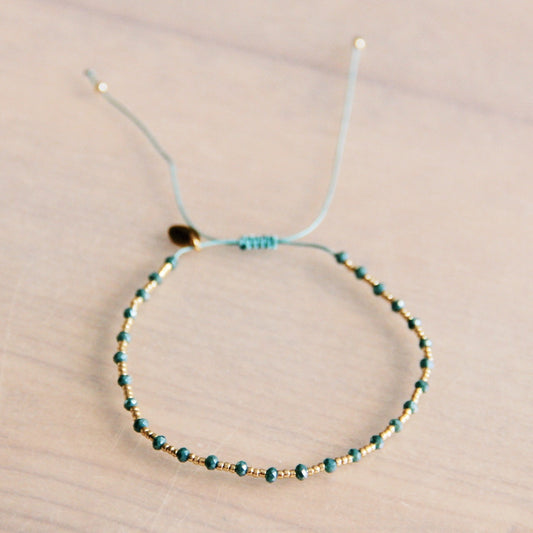 Bazou Facetarmbandje met goldplated miyuki – emerald – FW15