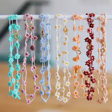 Bazou Daisy flower necklace – Blue